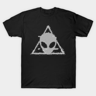 Space Alien Head Triangle Glitched (Light) T-Shirt